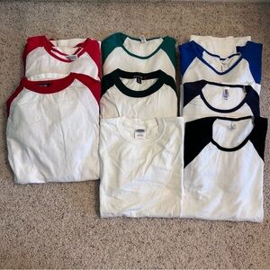 Bundle of 13 Youth (girls or boys) XL Bella and Sport-Tek 3/4 sleeves tshirts